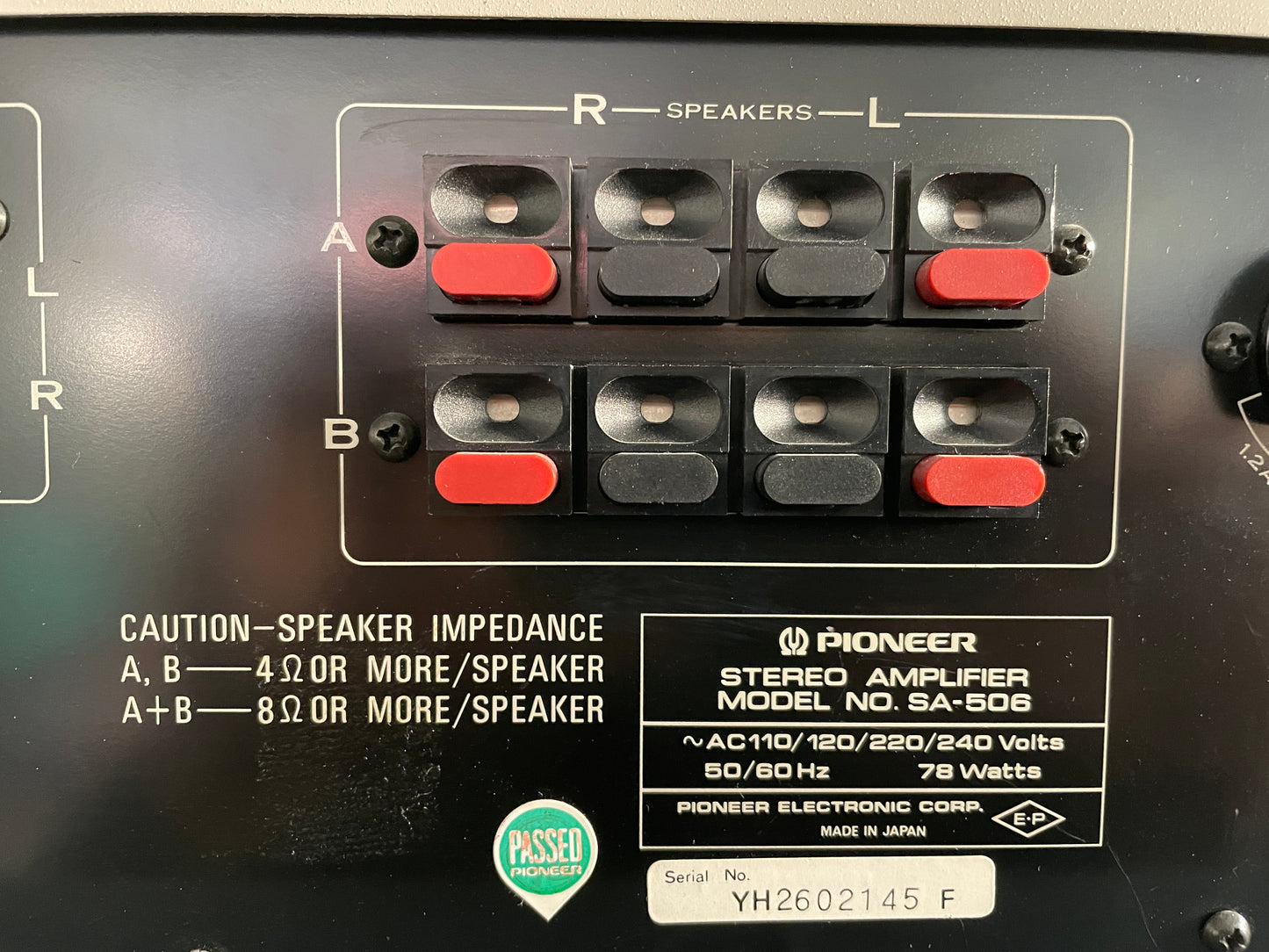 1977 Pioneer SA 506 Amplifier - Japan