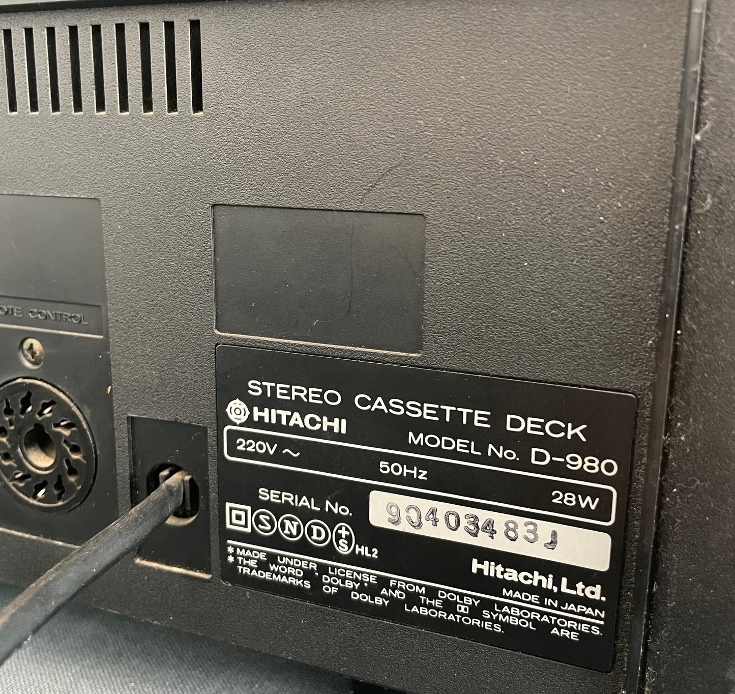 1979 Rare Hitachi D-980 3-Head Stereo Cassette Tape Deck